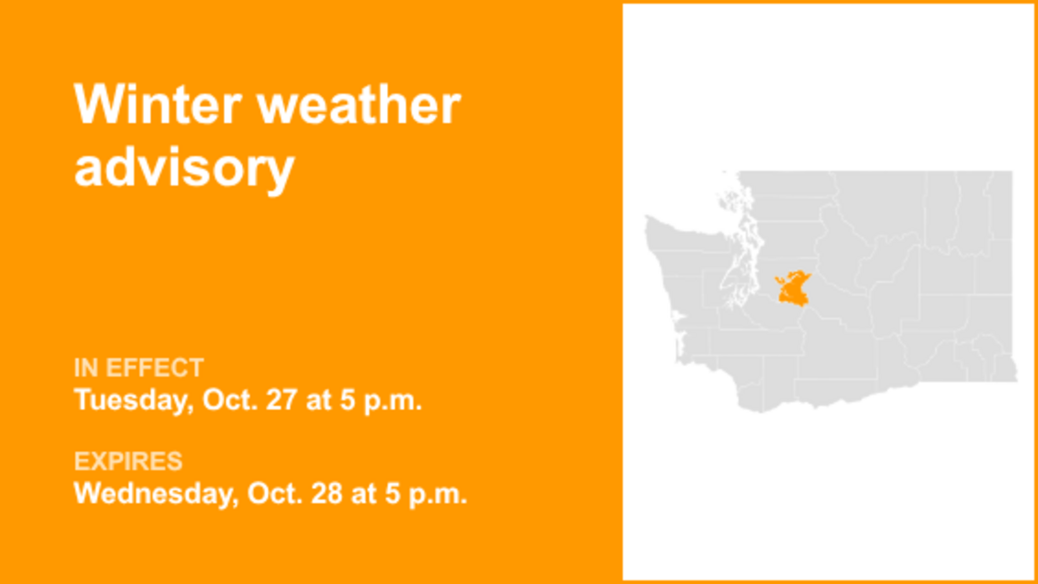 Cascades of Southern King County under a winter weather advisory Tuesday and Wednesday 