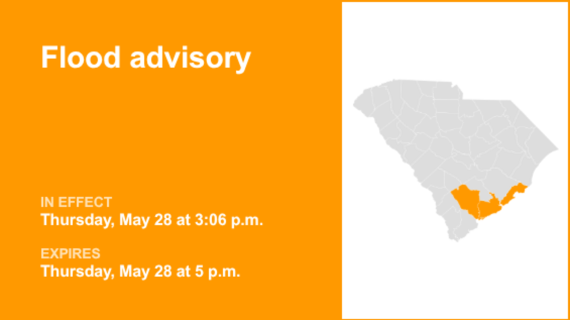 UPDATE: The current flood advisory for Charleston County will expire at 5 p.m. 