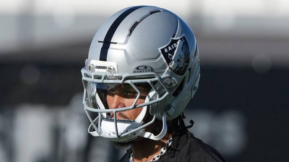 Jun 9, 2026; Henderson, NV, USA; Las Vegas Raiders receiver Jalen Nailor (9) during minicamp at Intermountain Health Performance Center. Mandatory Credit: Kirby Lee-Imagn Images | Kirby Lee-Imagn Images 