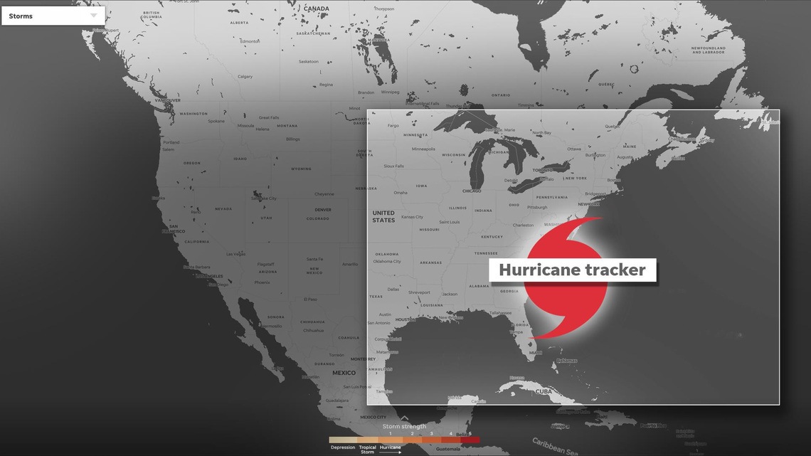 Interactive hurricane tracker shows projected paths, forecast details 