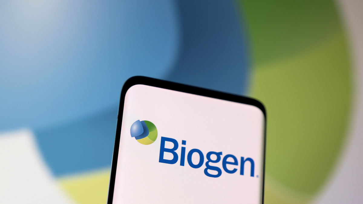 Biogen logo is seen displayed in this illustration taken, May 3, 2022. REUTERS/Dado Ruvic/Illustration