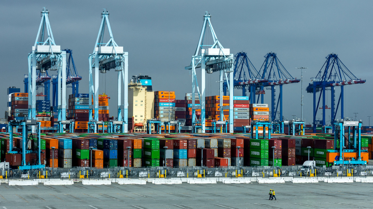 FILE PHOTO: APM Terminals at the Port of Los Angeles, California, U.S., March 4, 2026.   REUTERS/Mike Blake/File Photo