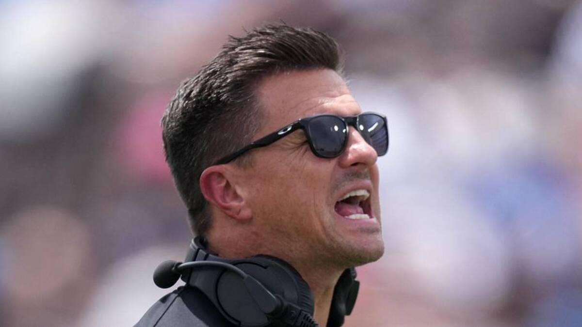  May 2, 2026; Pasadena, CA, USA; UCLA Bruins coach Bob Chesney reacts during the spring game at Rose Bowl. Mandatory Credit: Kirby Lee-Imagn Images | Kirby Lee-Imagn Images 