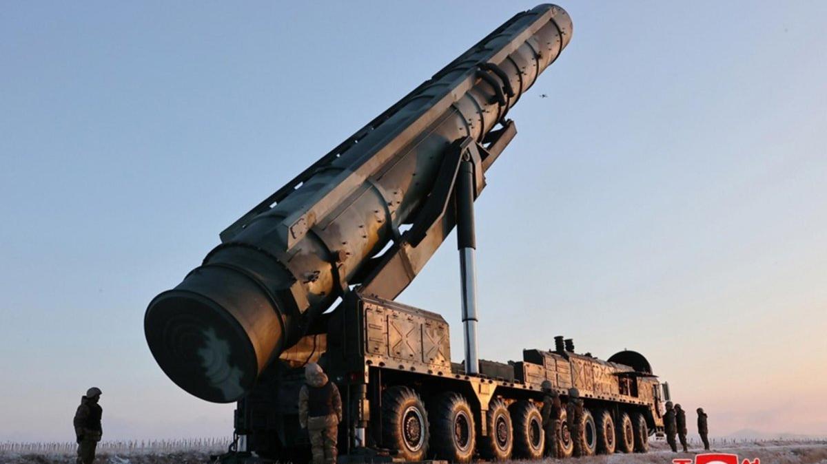 A photo released by the official North Korean Central News Agency (KCNA) shows A Hwasong-18 solid-fuel intercontinental ballistic missile (ICBM) being prepared for launch at an undisclosed location in North Korea. Photo by KCNA / EPA