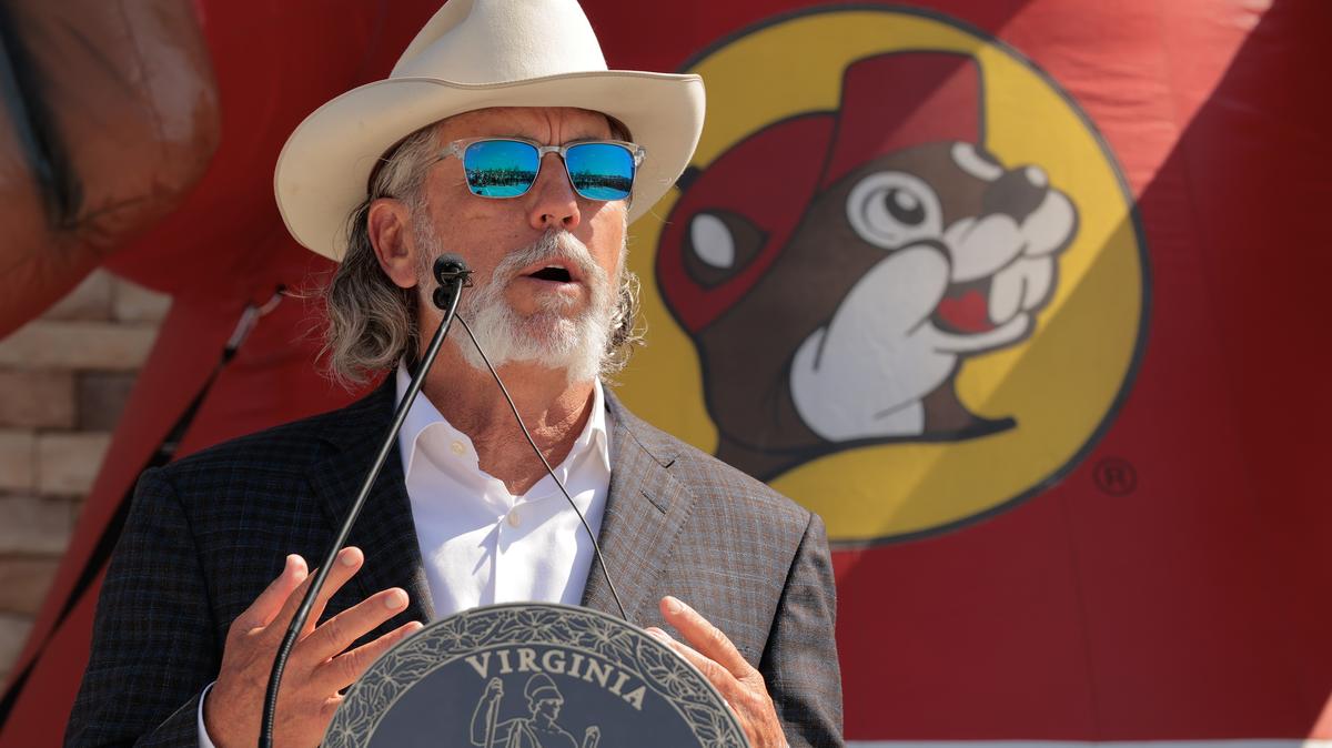 Buc-ee's co-founder and CEO Arch "Beaver" Aplin III speaks during the grand opening ceremony of the first Buc-ee's location on the East Coast on June 30, 2025, in Mount Crawford, Virginia. The 74,000-square-foot mega-convenience store and 120-pump gas station is the Texas-based chain's 69th store and the first to open outside of the southern United States. 