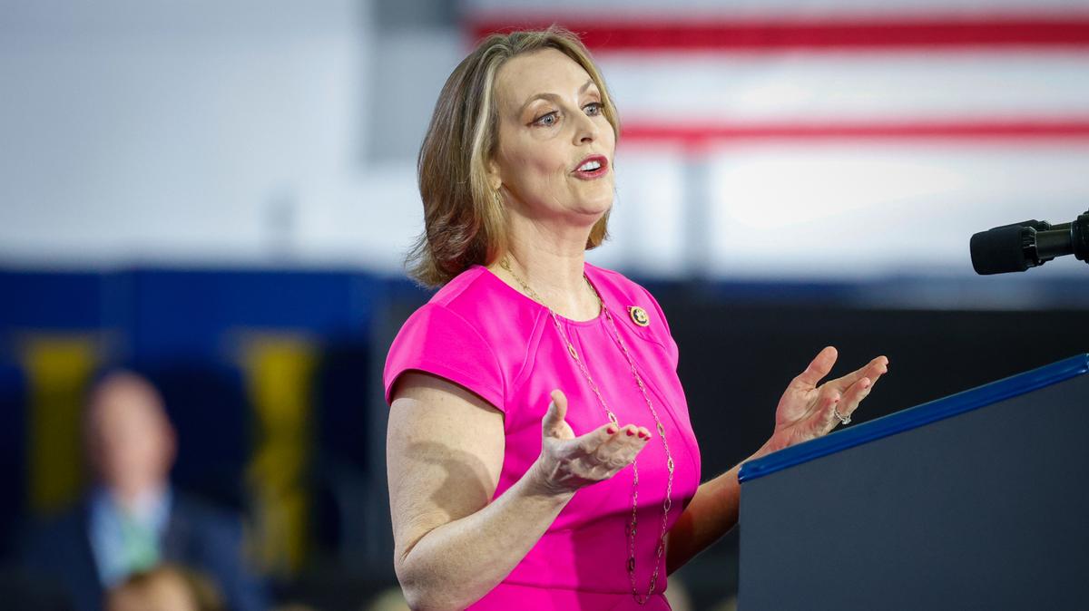 U.S. Rep. Kathy Castor speaks just prior to President Joe Biden during a campaign stop at Hillsborough Community College Tuesday, April 23, 2024 in Tampa.