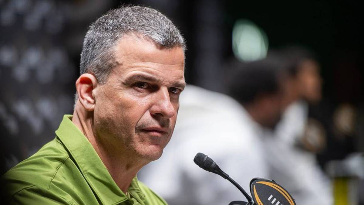  University of Miami Head Coach Mario Cristobal talks at Media Day during the College Football Playoff on Saturday, Jan. 17, 2026. | USA TODAY Network via Reuters Connect 