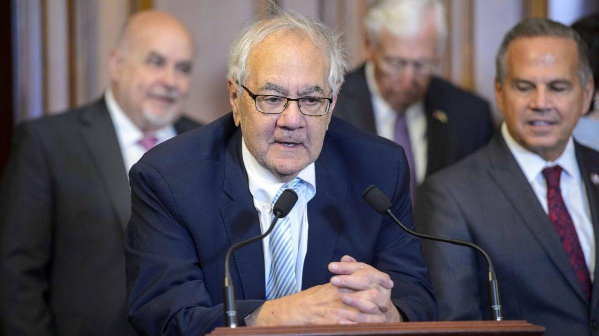 Former Rep. Barney Frank speaks in 2022 during a signing ceremony for the Respect for Marriage Act, which requires the U.S. federal government to recognizing the validity of same-sex and interracial marriages in the United States, in the Rayburn Room of the U.S. Capitol in Washington, D.C. Frank died Tuesday at age 86. File Photo by Bonnie Cash/UPI