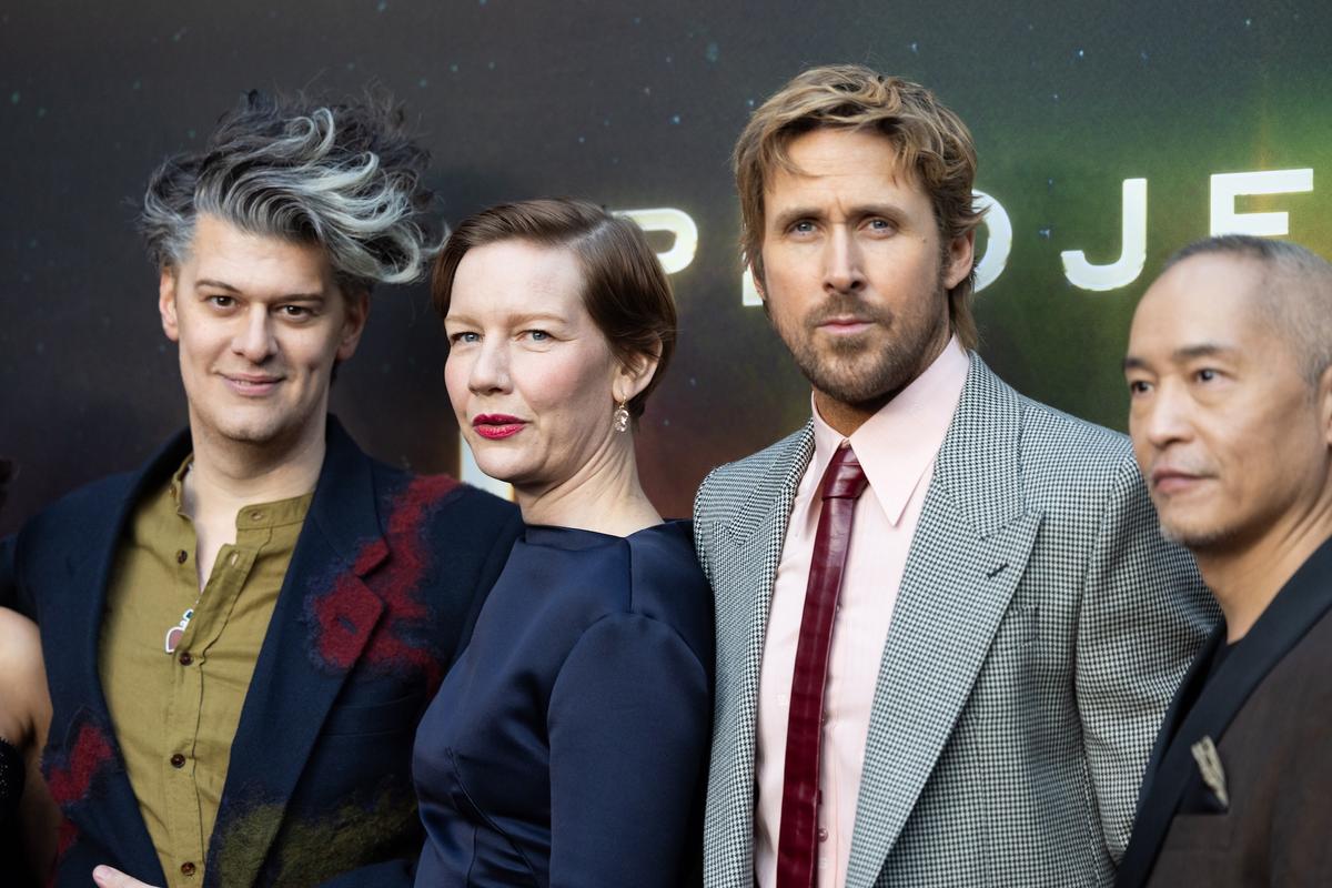  NEW YORK, NEW YORK – MARCH 18: (L-R) James Ortiz, Sandra Hüller, Ryan Gosling and Ken Leung attend the "Project Hail Mary" New York premiere at Lincoln Center on March 18, 2026 in New York City. (Photo by Stephanie Augello/THR/The Hollywood Reporter via Getty Images)Stephanie Augello/THR / via Getty Images 