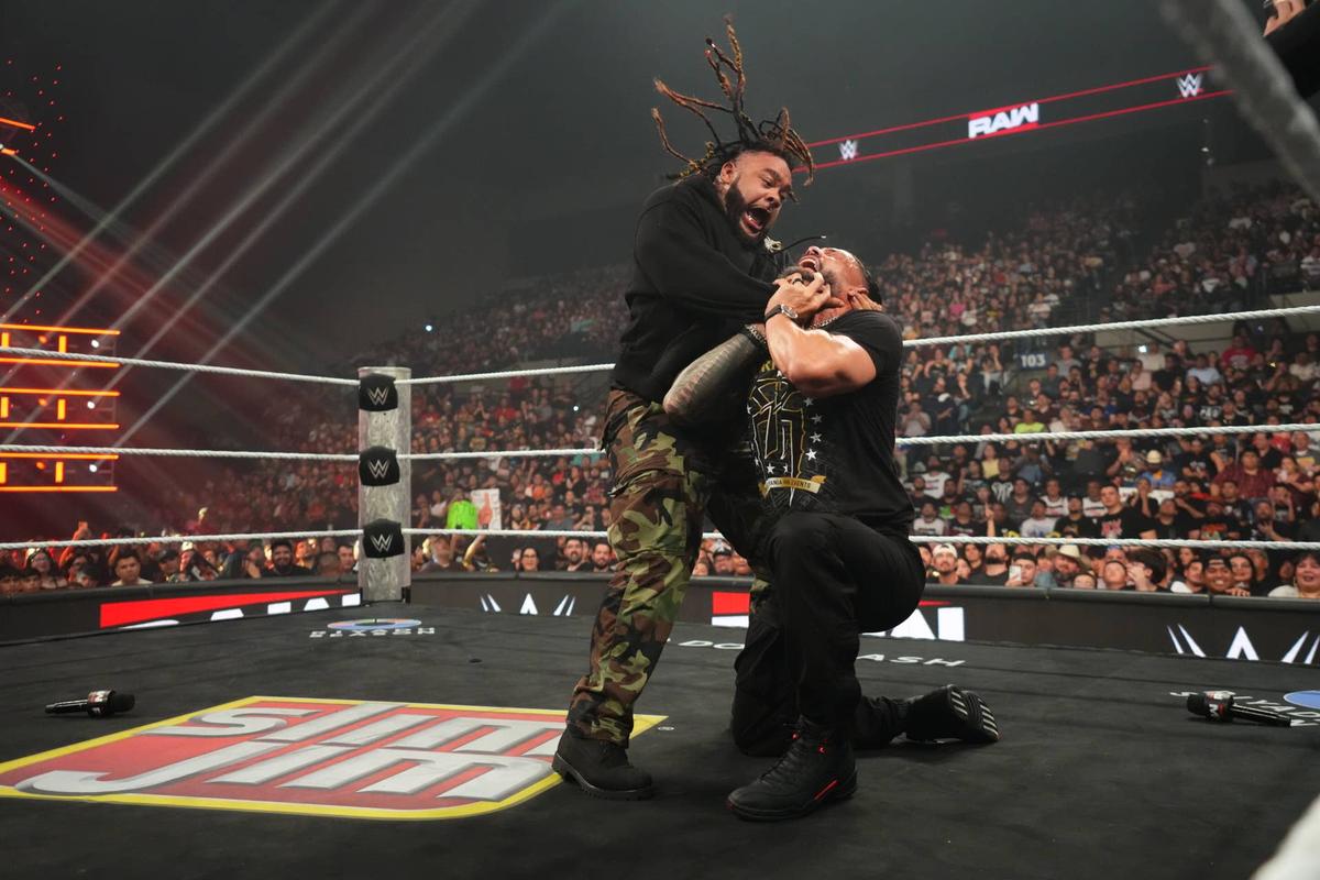  Jacob Fatu applied the Tongan Death Grip to Roman Reigns last week, escalating their rivalry before tonight's contract signing on Raw. Getty Images