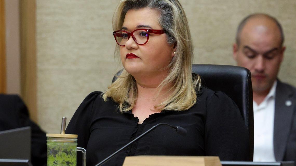 Council Member Vivian Moreno during a San Diego City Council meeting at City Hall.(Hayne Palmour IV / For The San Diego Union-Tribune)