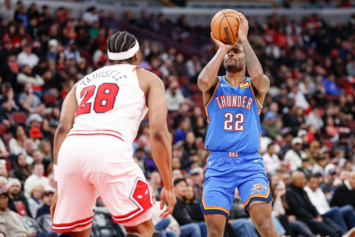  Oklahoma City Thunder guard Cason Wallace (22) Kamil Krzaczynski-Imagn Images