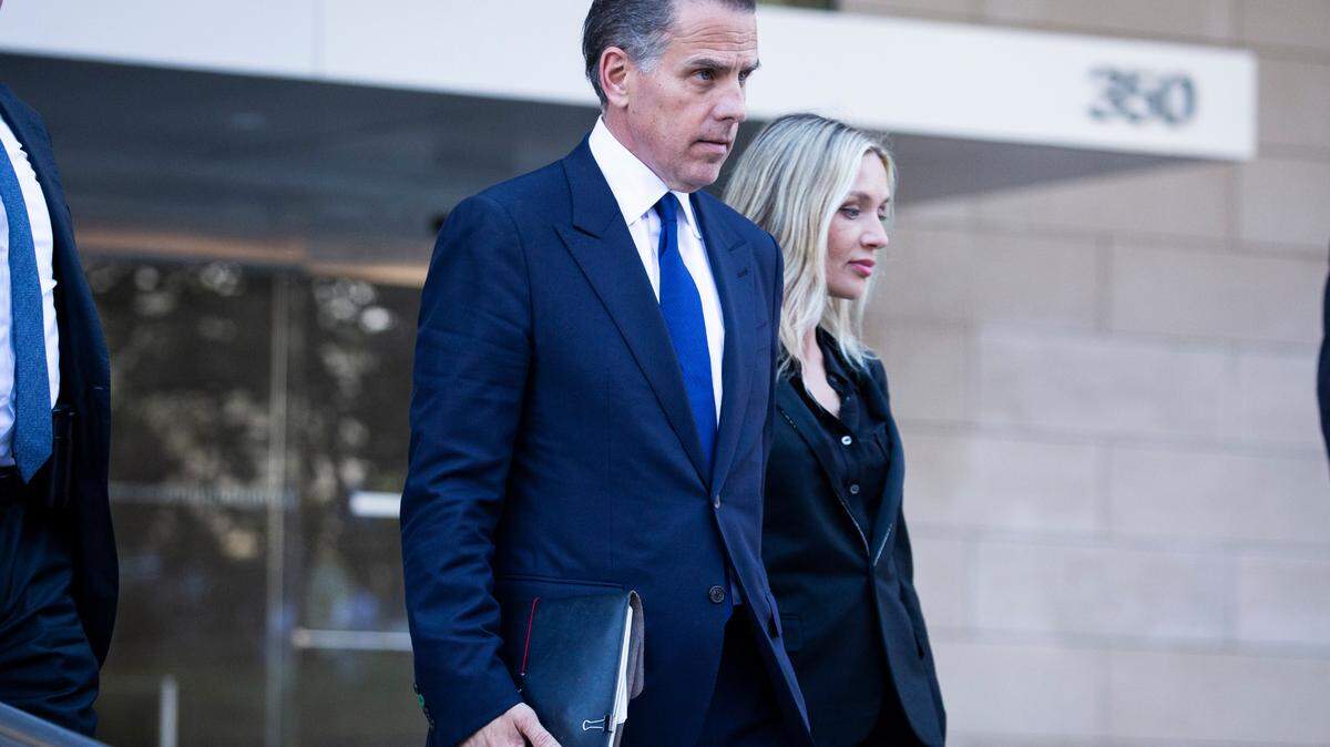 Hunter Biden and his wife, Melissa Cohen Biden, depart First Street U.S. Courthouse in Los Angeles, Sept. 5, 2024. In pardoning his son Hunter, President Joe Biden cited what he called “political pressure” that scuttled a plea deal originally agreed to by prosecutors that would have allowed Hunter Biden to escape prison time on tax and firearms charges.