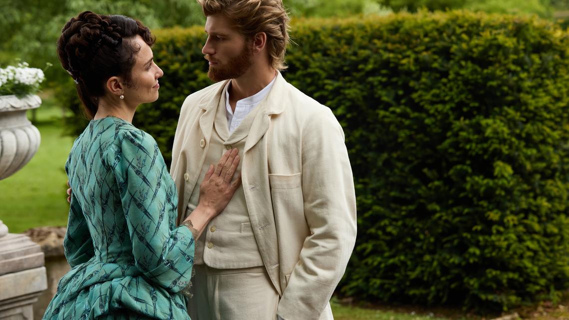 MASTERPIECE
The Forsytes

Coming in 2026 to MASTERPIECE on PBS.
Desire, ambition and betrayal are at the heart of this sumptuous costume drama that follows the romances, family bonds and ambitions of the Forsytes, a prominent upper-class family in late 1800s London. The series is inspired by the novels known as the The Forsyte Saga, which were previously adapted with the same title. This new reimagining portrays events that take place before those covered in Galsworthy's classic books and brings romance to the forefront.

Shown L-R: Frances Forsyte (Tuppence Middleton), Jolyon Forsyte, Jr (Danny Griffin)

For editorial use only.

Photographer: Sean Gleason

Courtesy of Mammoth Screen & MASTERPIECE