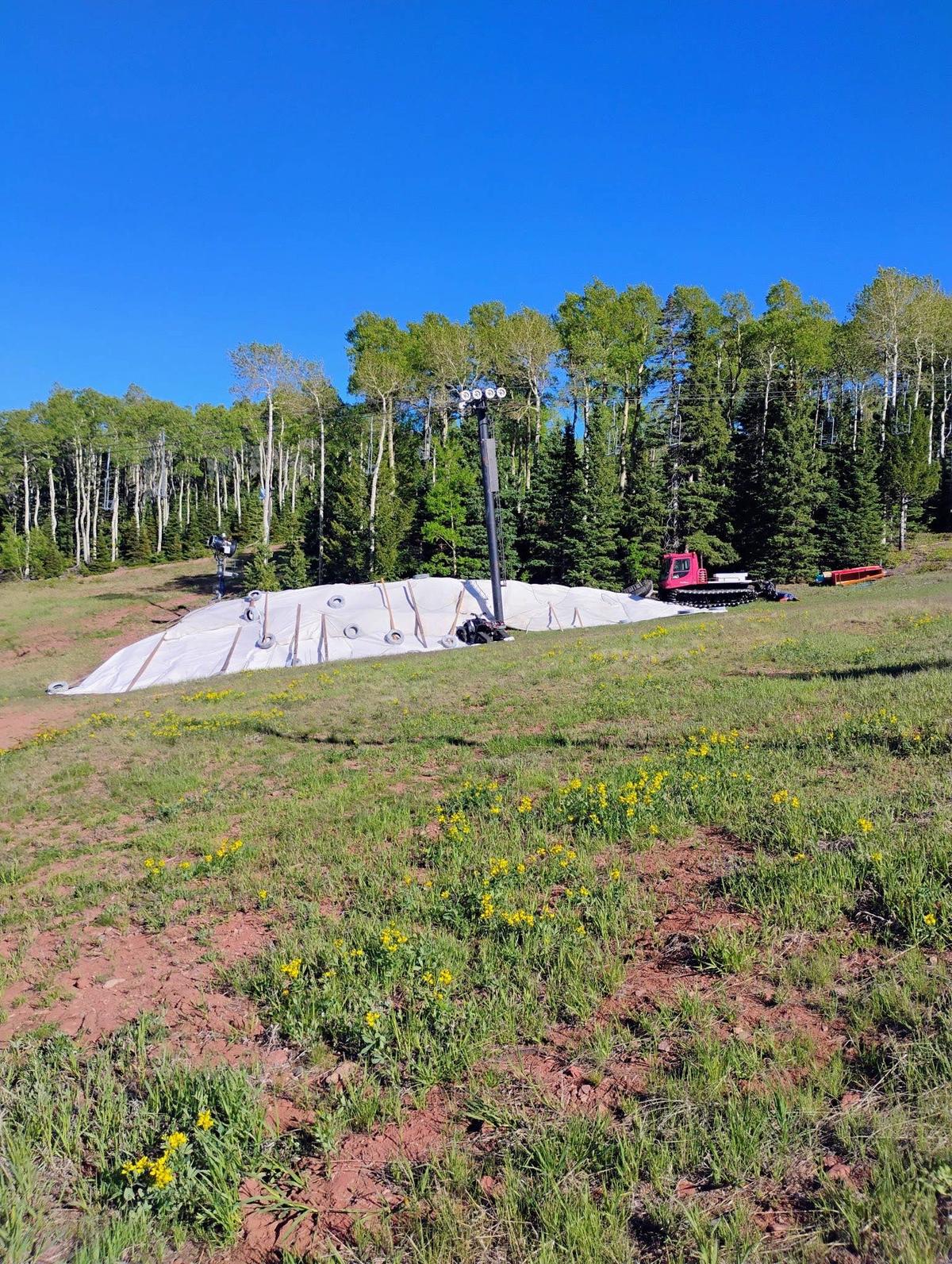  A look at the tarp behind Cuchara's summer skiing.