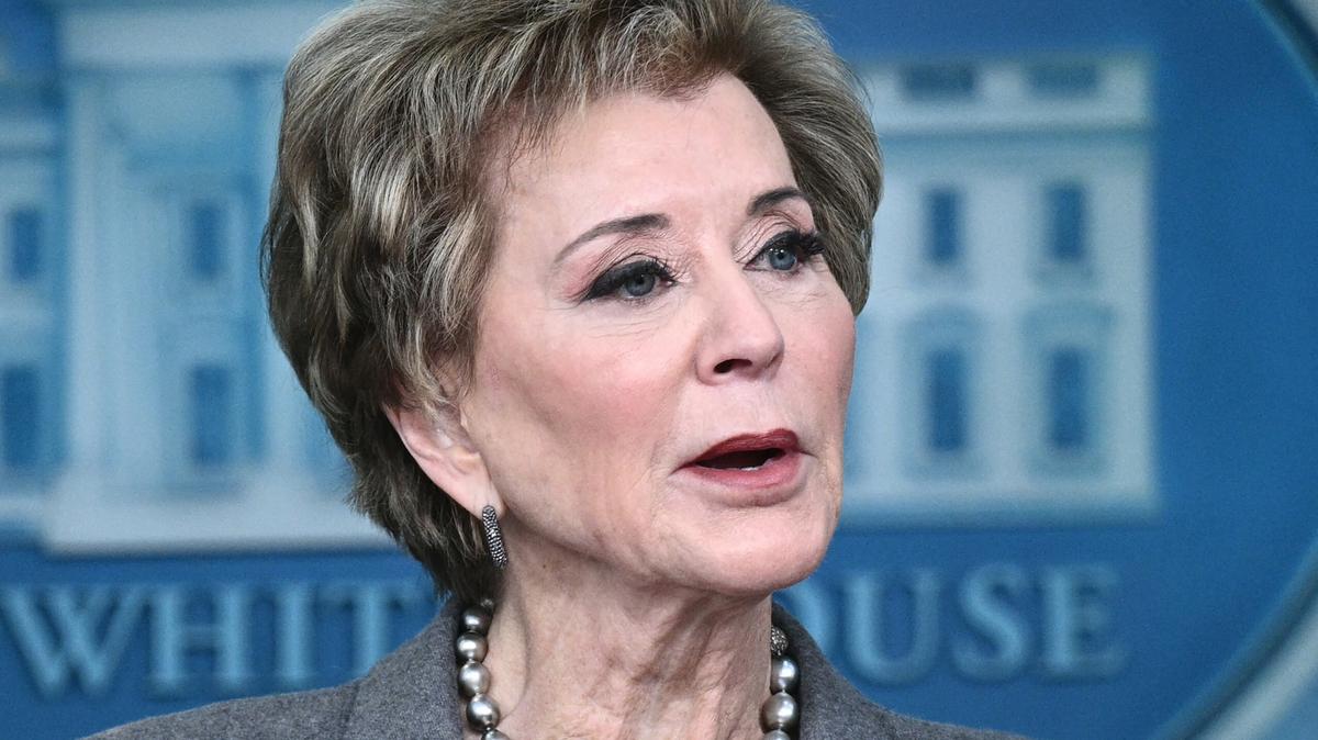 U.S. Secretary of Education Linda McMahon speaks during the daily briefing in the Brady Briefing Room of the White House in Washington, D.C., on Nov. 20, 2025. (Brendan Smialowski/AFP/Getty Images/TNS)