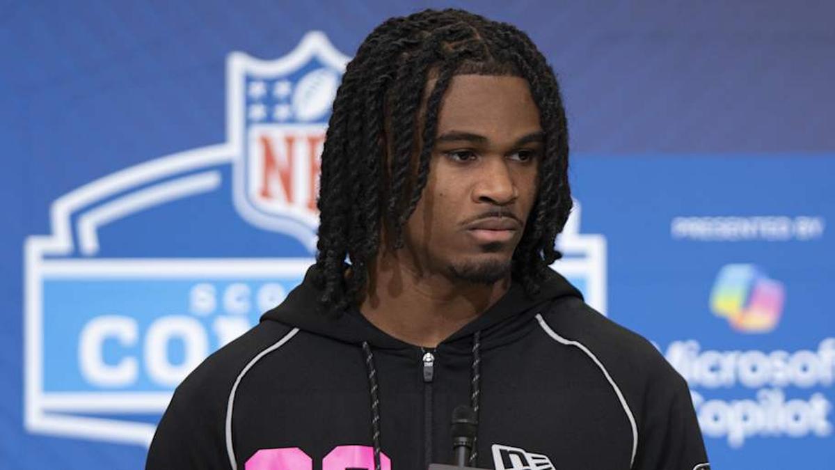  Feb 26, 2026; Indianapolis, IN, USA; Tennessee defensive back Jermod McCoy (DB20) speaks to media members during the NFL Combine at the Indiana Convention Center. Mandatory Credit: Jacob Musselman-Imagn Images | Jacob Musselman-Imagn Images 