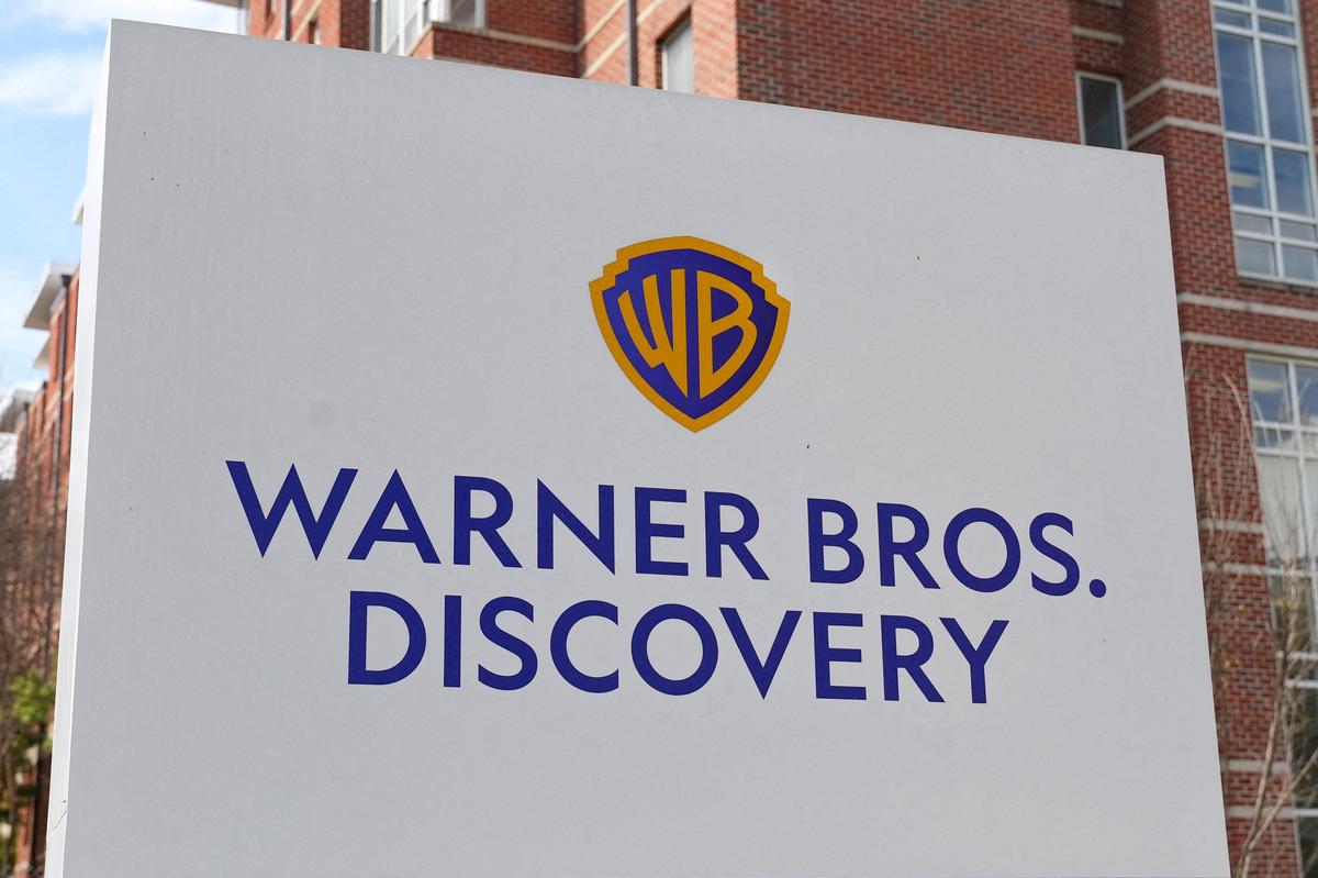 FILE PHOTO: A sign for the Warner Brothers Discovery Techwood Turner Broadcasting campus in Atlanta, Georgia, U.S. March 18, 2026. The campus is home to cable networks like CNN, TBS, Cartoon Network, and many others. REUTERS/Megan Varner/File Photo
