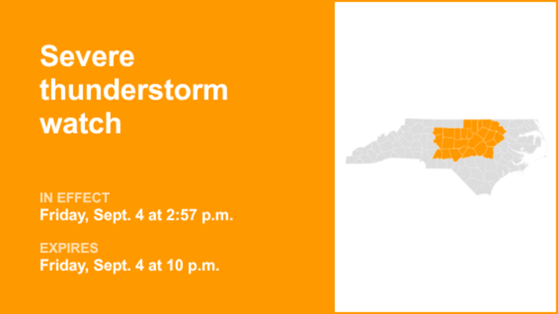 UPDATE: Severe thunderstorm watch active for North Carolina Friday night 