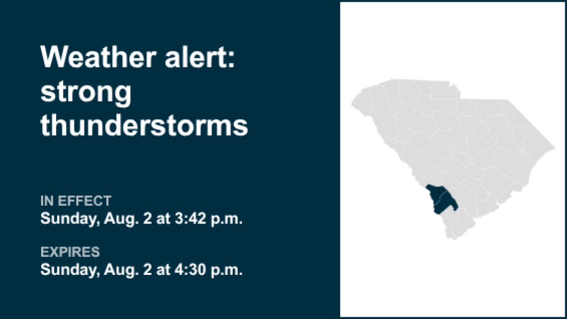 Be prepared for strong thunderstorms in Allendale and Hampton counties early Sunday evening 