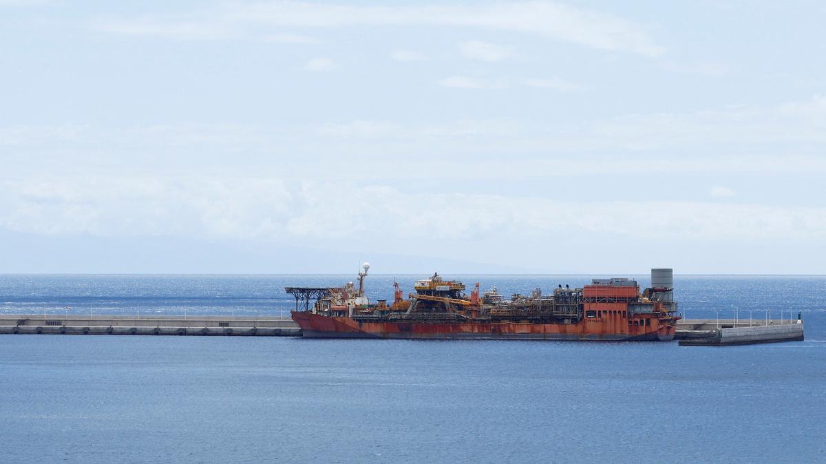 Ships at dock at Granadilla port, where the MV Hondius, carrying nearly 150 people, is expected to arrive within three days, Spain's Health Minister Monica Garcia said, adding that those on board were not presenting any symptoms of the disease, in Granadilla de Abona, Spain May 7, 2026. REUTERS/Borja Suarez