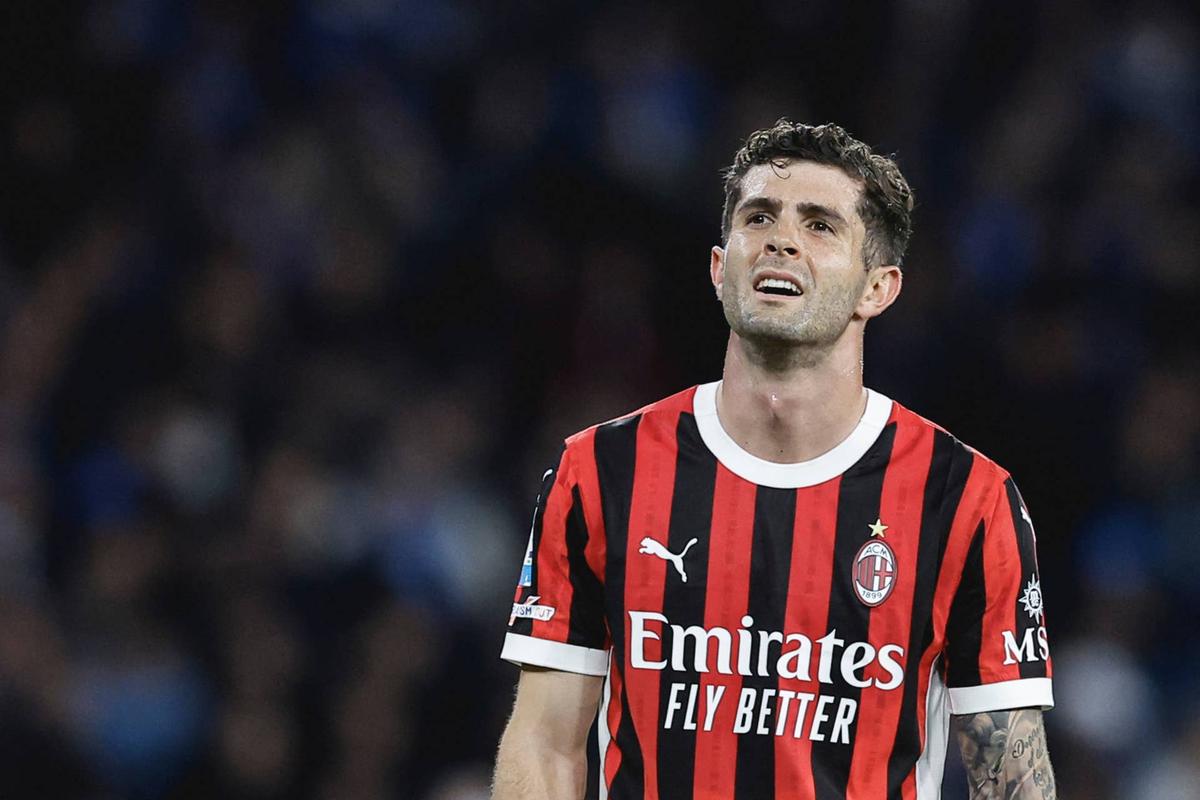  Christian Pulisic looks during the Serie A football match between SSC Napoli and AC Milan at the Diego Armando Maradona Stadium Antonio Balasco/KONTROLAB/LightRocket via Getty Images