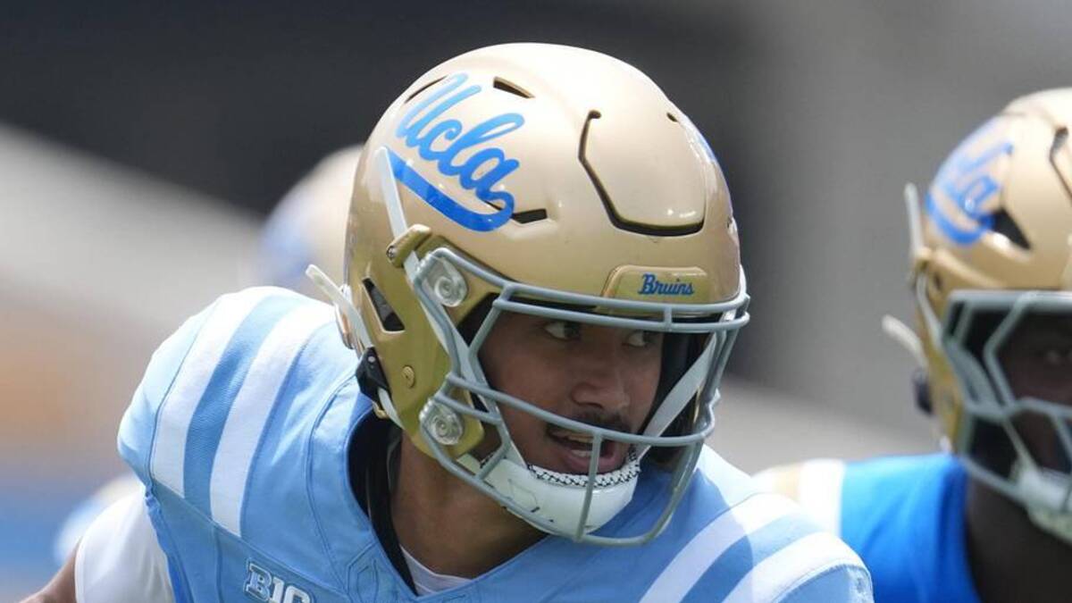  May 2, 2026; Pasadena, CA, USA; UCLA Bruins quarterback Nico Iamaleava (9) carries the ball during the spring game at Rose Bowl. Mandatory Credit: Kirby Lee-Imagn Images | Kirby Lee-Imagn Images 