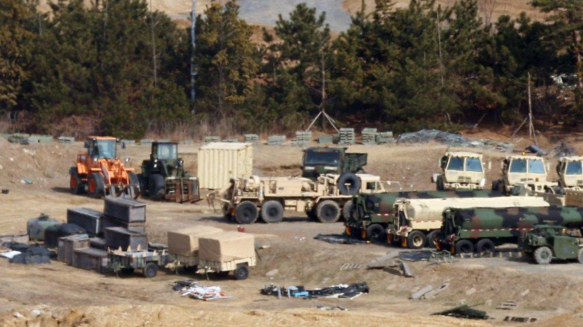 A launch vehicle of the Terminal High Altitude Area Defense (THAAD) system
is seen at a U.S. military base in Seongju, North Gyeongsang Province, South
Korea. The United States has been moving parts of its THAAD anti-missile system from
South Korea to the Middle East. Photo by YONHAP
/ EPA