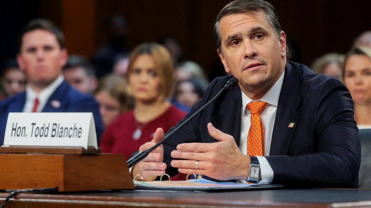 Acting U.S. Attorney General Todd Blanche testifies before a Senate Judiciary Committee confirmation hearing on his nomination to be attorney general on Capitol Hill in Washington on Wednesday.