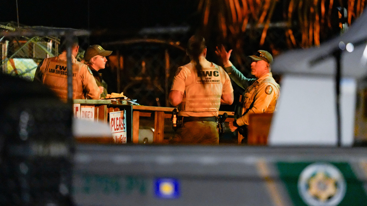 FWC, staff and other first responders work at Wooten's Everglades Airboat Tours in Ochopee, Fla., after two airboats crashed on Friday, Dec. 13, 2024.