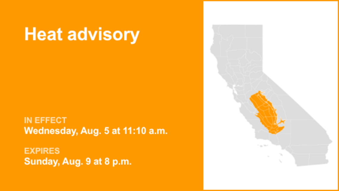 UPDATE: Heat advisory for Central California until Sunday evening 