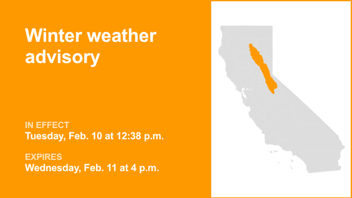 Winter weather advisory issued by the NWS until early Wednesday evening 