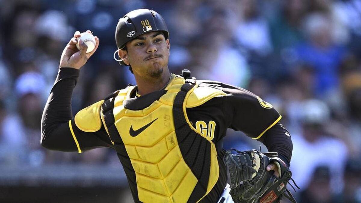  Catcher Ethan Salas is the Padres' consensus top prospect. | Orlando Ramirez-Imagn Images 