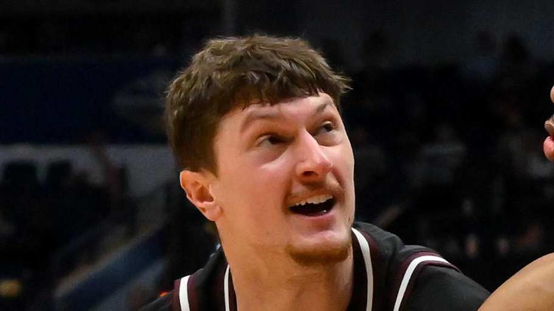 Mar 11, 2026; Nashville, TN, USA; Auburn Tigers guard Keyshawn Hall (7) strips the ball from Mississippi State Bulldogs forward Sergej Macura (11) during the second half at Bridgestone Arena. Mandatory Credit: Steve Roberts-Imagn Images | Steve Roberts-Imagn Images 