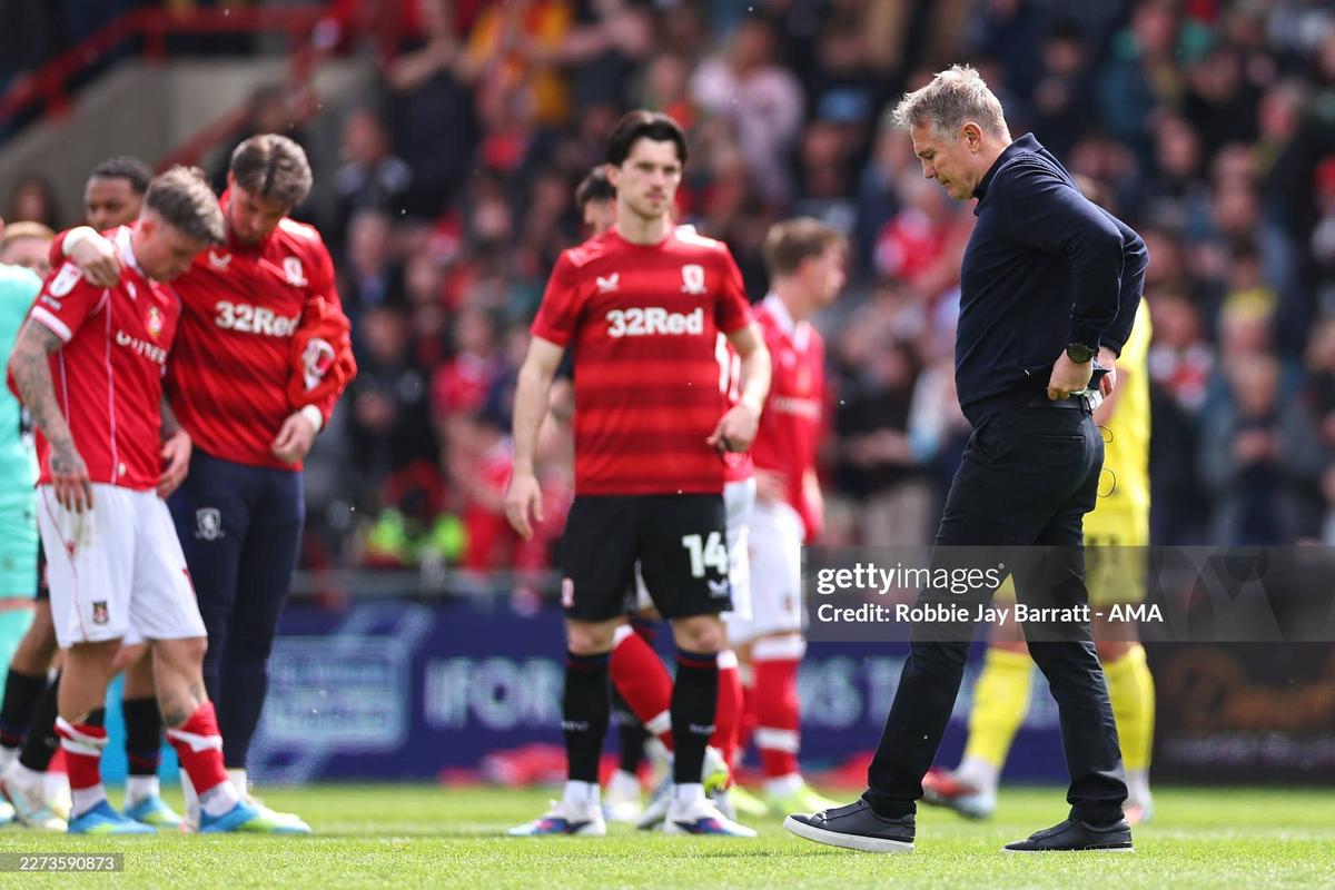  A dejected Phil Parkinson the head coach / manager of Wrexham at full time during the Sky Bet Championship match between Wrexham AFC and Middlesbrough at Racecourse Ground Photo by Robbie Jay Barratt - AMA on Getty Images