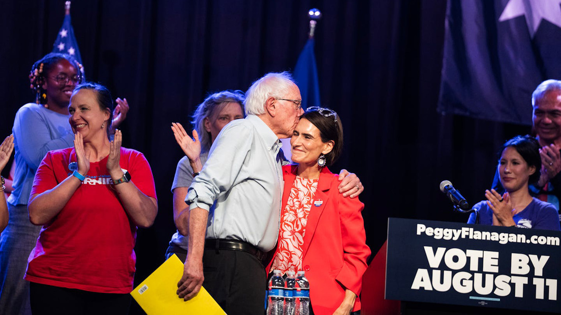 Bernie Sanders stumps for Peggy Flanagan during First Avenue rally 
