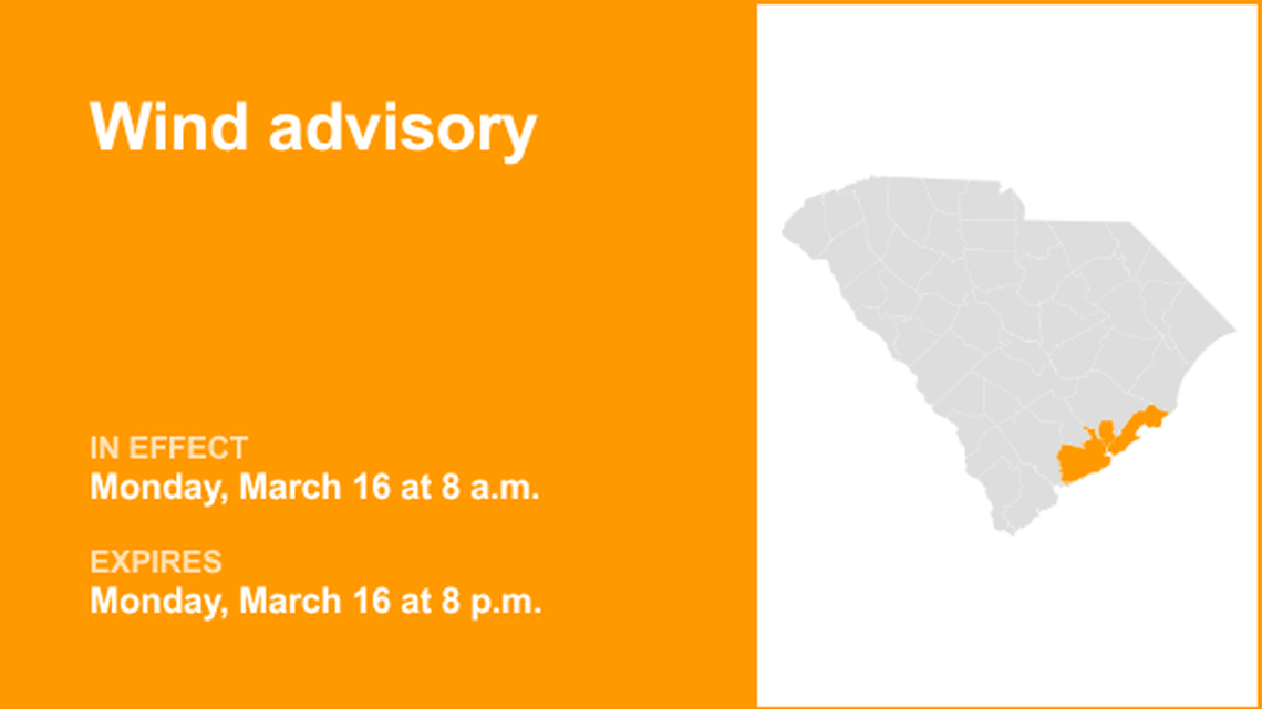 Tidal Berkeley and Charleston County placed under a wind advisory Monday 