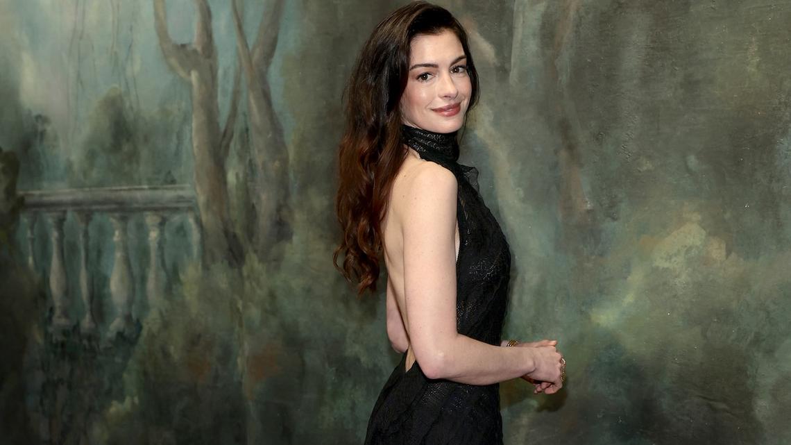 Anne Hathaway Is Ageless in a Semi-Sheer Dress at Ralph Lauren Fashion Show 