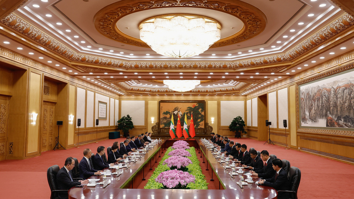 BEIJING, CHINA - JUNE 16: Chinese President Xi Jinping attends a bilateral meeting with Myanmar's President Min Aung Hlaing at the Great Hall of the People on June 16, 2026 in Beijing, China. Lintao Zhang/Pool via REUTERS