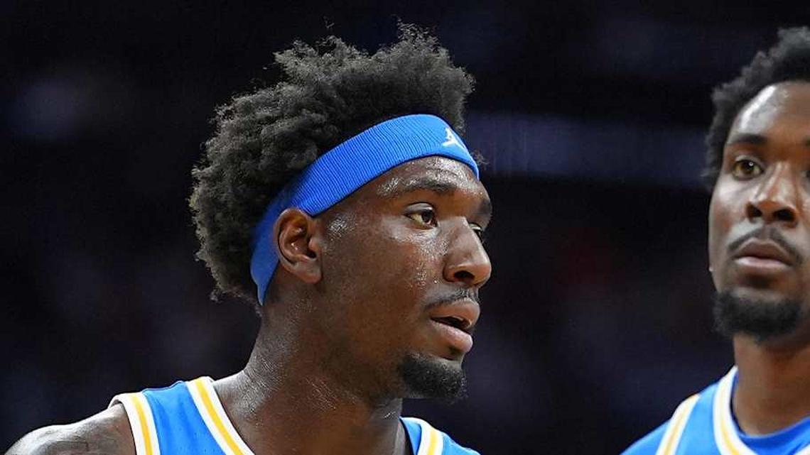  Mar 22, 2026; Philadelphia, PA, USA; UCLA Bruins forward Eric Dailey Jr. (3) reacts against the UConn Huskies in the first half during a second round game of the men's 2026 NCAA Tournament at Xfinity Mobile Arena. Mandatory Credit: Kyle Ross-Imagn Images | Kyle Ross-Imagn Images 