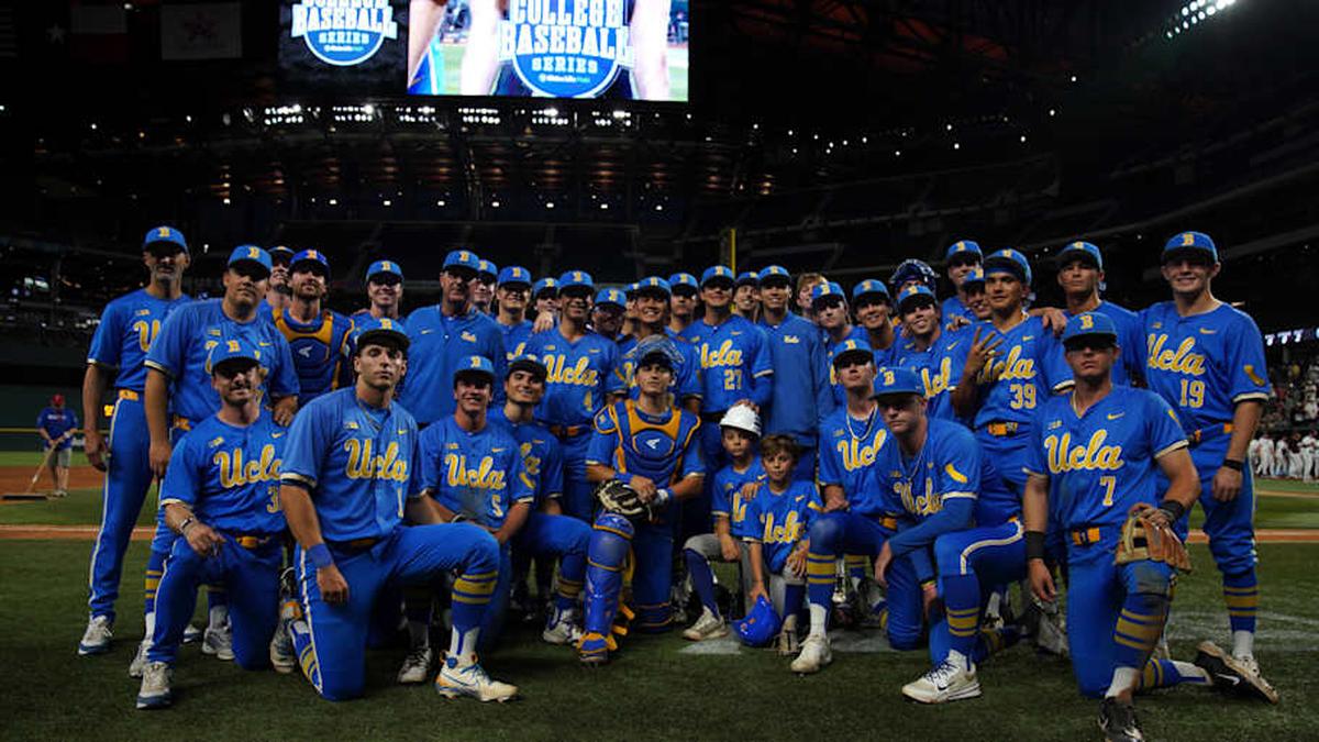  Mar 1, 2026; Arlington, TX, USA; UCLA Bruins against Mississippi State Bulldogs during the Amegy Bank College Baseball Series at Globe Life Field. Mandatory Credit: Dustin Safranek-Imagn Images | Dustin Safranek-Imagn Images 