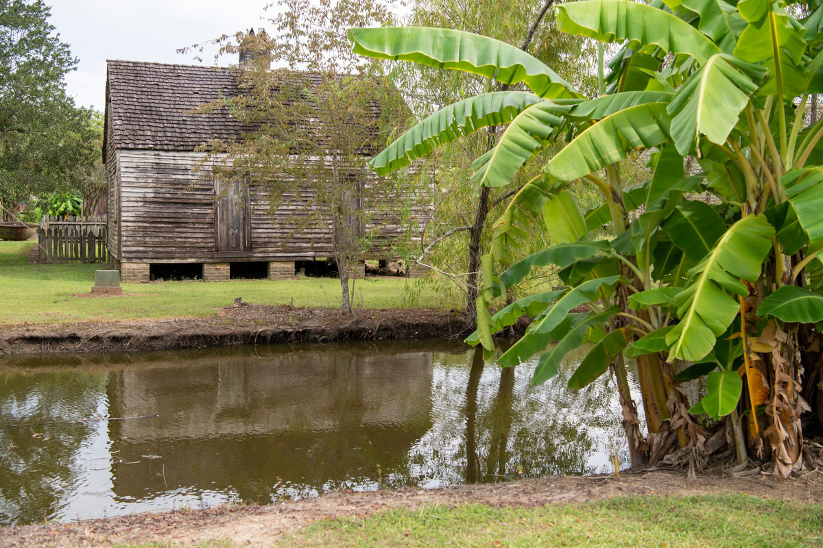 One of seven slave dwellings sits beside a drainage canal at the Whitney Plantation Museum, just across the Mississippi River from Reserve. The plantation originally had 22 such dwellings.