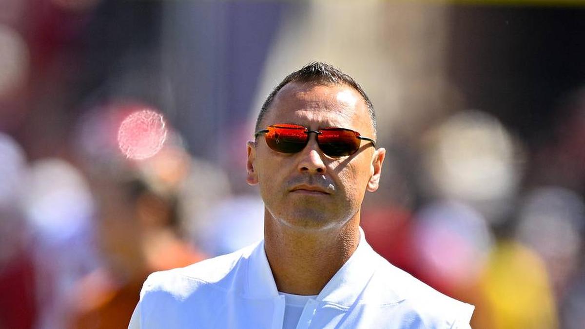  Oct 11, 2025; Dallas, Texas, USA; Texas Longhorns head coach Steve Sarkisian looks on before the game against the Oklahoma Sooners at Cotton Bowl. Mandatory Credit: Jerome Miron-Imagn Images | Jerome Miron-Imagn Images 