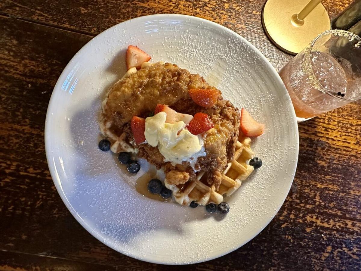  Chicken and waffles for dinner? I’d spent the day hiking, so I figured I’d earned the splurge. Photo credit: Cathy Bennett Kopf 