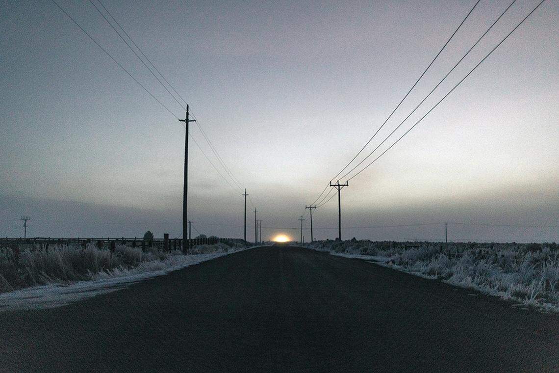 Power lines along a rural road in Cascade, Idaho. Sparse population contributes to poor internet service in parts of the state.