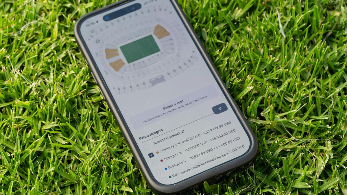 FIFA's secondary ticket market can be seen on a smartphone screen. 