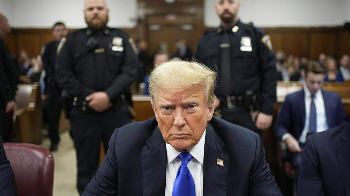 Former President Donald Trump sits in court during jury deliberations during his criminal trial at Manhattan criminal court at the New York State Supreme Court in New York on Thursday. Trump was convicted of falsifying records to cover up a sex scandal that threatened his ascent to the White House in 2016, part of a scheme that prosecutors described as a fraud on the American people. He is the first American president to be declared a felon.
