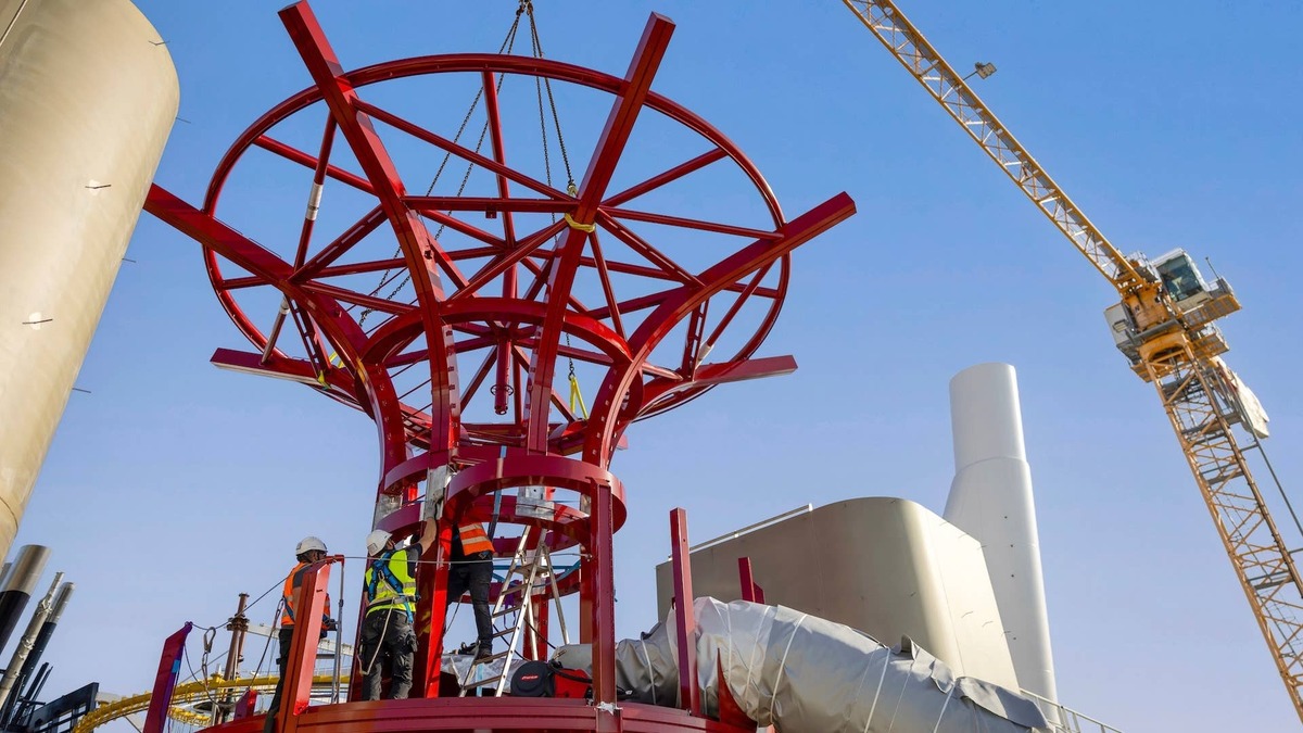  The Tree of Life is taking shape at the Chantiers de l'Atlantique shipyard. 