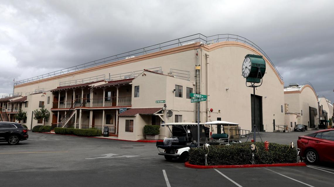 STUDIO CITY, CA - FEBRUARY 14: Stage 9, also known as the Seinfeld Stage, where the show was produced along Republic Ave. at Radford Studio Center on Tuesday, Feb. 14, 2023 in Studio City, CA. The new owners Hackman Capital Partners will radically remake the historic 55-acre, 40-acre Radford Studio Center, formerly the CBS Studio Center. The studio was built in 1928 and was the site of famous TV shows such as "Seinfeld," "The Mary Tyler Moore Show" and "Gilligan's Island. (Gary Coronado / Los Angeles Times)