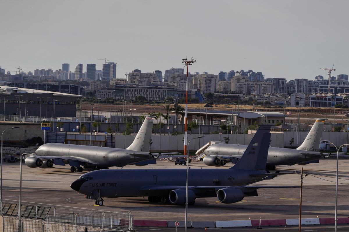U.S. Air Force tanker aircraft are parked at Ben Gurion International Airport in Lod, near Tel Aviv, Israel, May 19, 2026. REUTERS/ Dedi Hayun